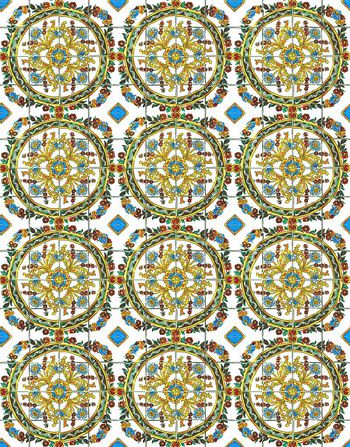 484142-欧美流行时尚手绘大牌青花瓷花圈  