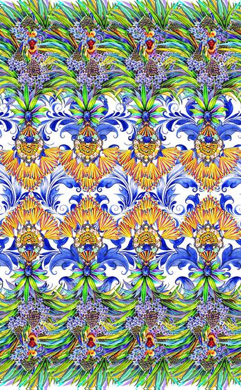 484143-欧美流行时尚手绘西西里风情 定位印