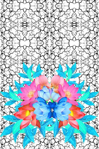 484232-欧美流行时尚手绘荷花定位印花