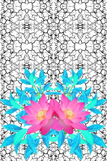 484233-欧美流行时尚手绘荷花定位印花