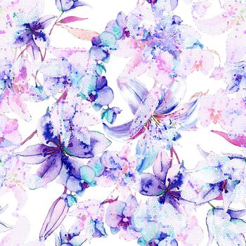 484261-欧美流行时尚手绘幻彩底纹玫瑰花卉印