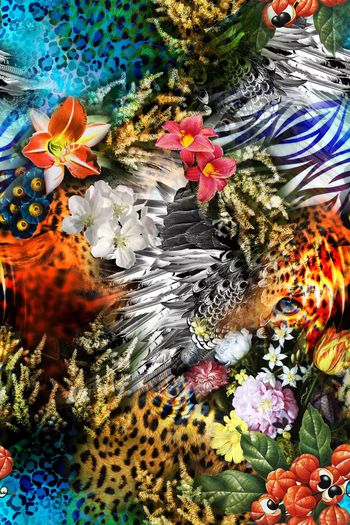 484301-时尚数码 豹纹花卉组合