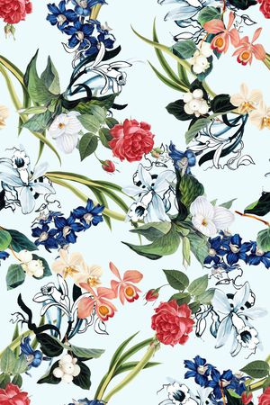 数码时尚浅底素色底纹花卉女装女裙印花华亿平台图片