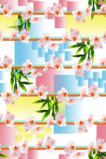 484572-原创时尚大牌清爽几何花卉渐变条纹花