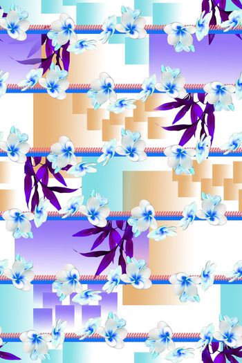 484573-原创时尚大牌清爽几何花卉渐变条纹花