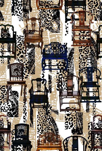 484682-中国风古典家具明清风格木椅花纹豹纹