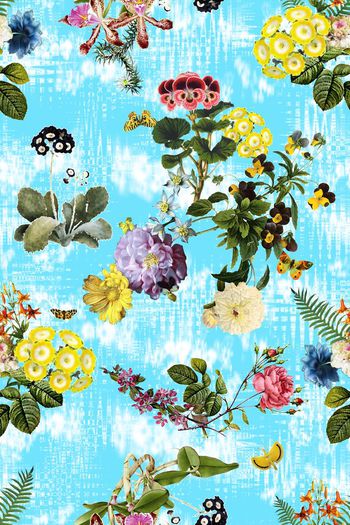 484804-甜美波浪纹底纹 加 花卉组合