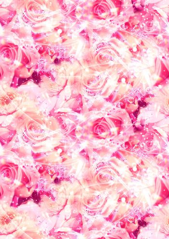 484827-欧美流行时尚手绘炫丽水珠玫瑰印花