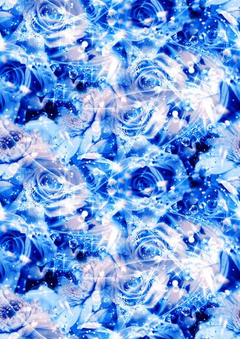 484830-欧美流行时尚手绘炫丽水珠玫瑰印花