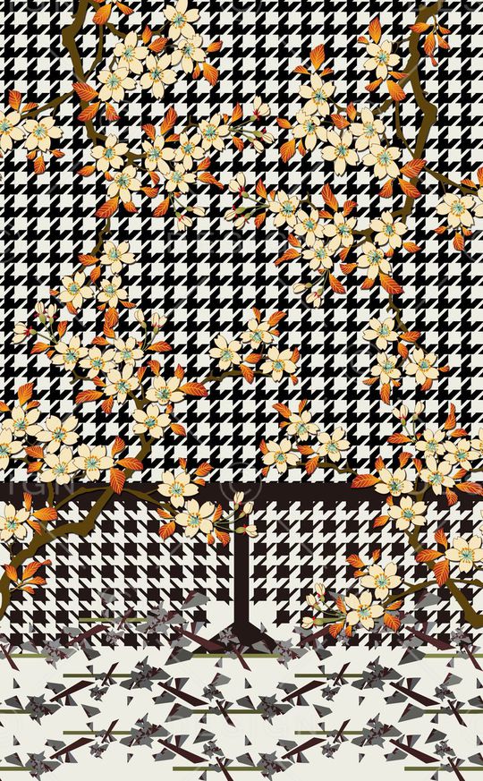 千鸟纹印花华亿平台图片