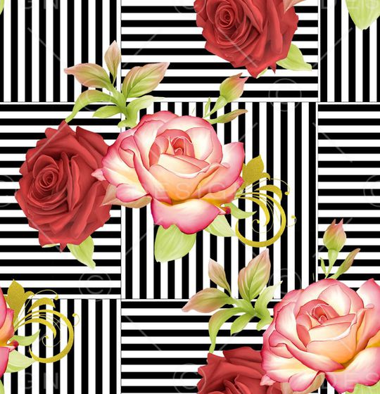 几何线条拼贴手绘花印花华亿平台图片