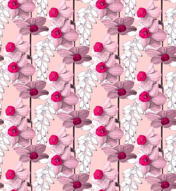 484959-欧美流行时尚铅笔手绘线条花 简约印