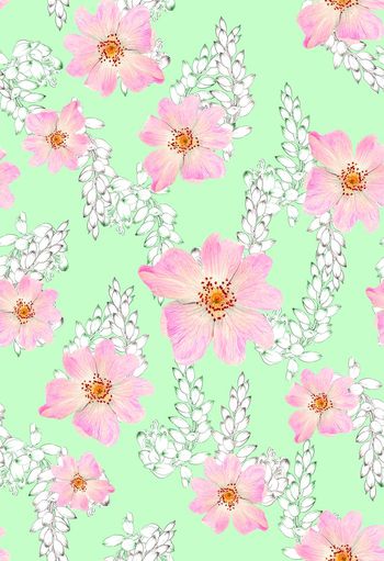 484976-欧美流行时尚手绘简约线条花卉  清