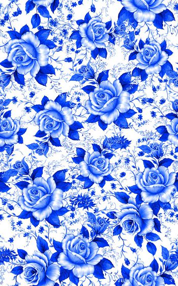 485251-欧美流行元素青花瓷大花