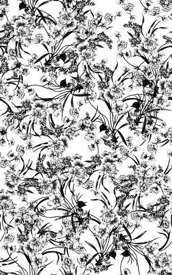 485256-欧美流行元素青花瓷小长花