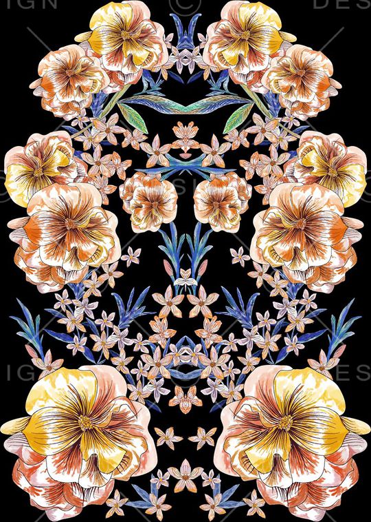 大花朵印花华亿平台图片