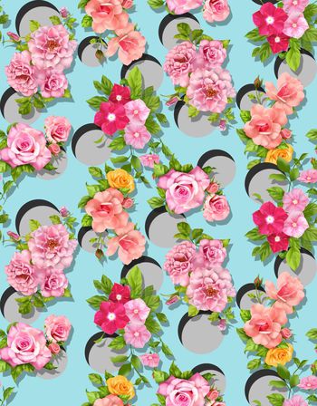 485366- 时尚清爽手绘花卉立体波点印花. 