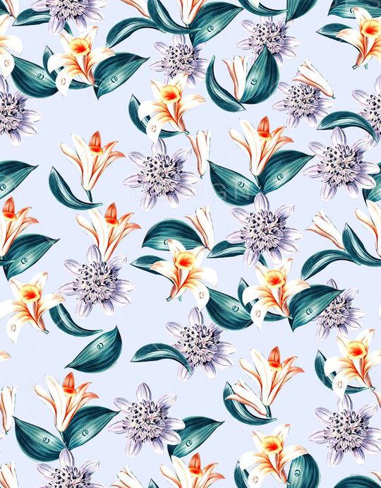 手绘小花印花华亿平台图片