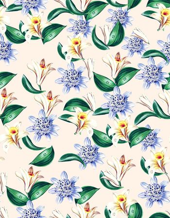 485401-手绘小花纯底满花年轻时尚数码印花蓝