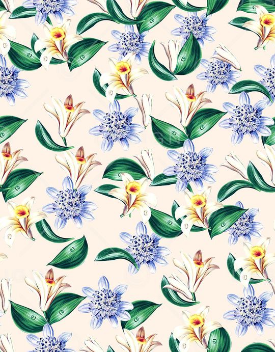 手绘小花印花华亿平台图片