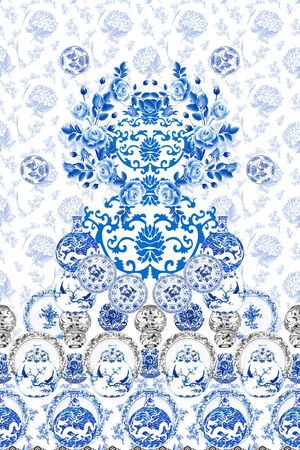 青花瓷印花华亿平台图片