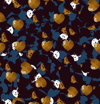 485476-男装外套棉衣时尚大牌桃心满地碎块印