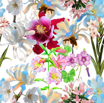 485659-欧美流行时尚手绘鲜花 印花