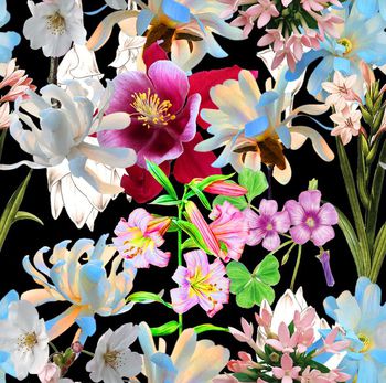 485660-欧美流行时尚手绘鲜花 印花