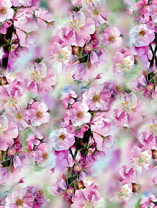 水彩花卉印花华亿平台图片