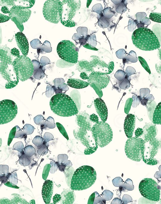 手绘仙人掌印花华亿平台图片