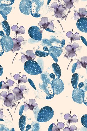 手绘仙人掌印花华亿平台图片