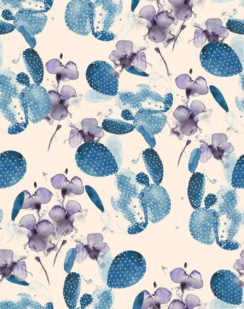 485723-手绘仙人掌清新小花水彩淡雅系列米色