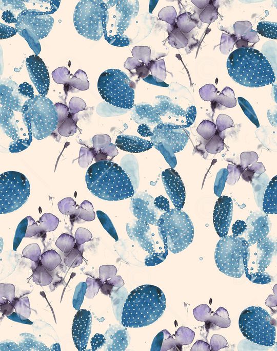 手绘仙人掌印花华亿平台图片