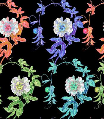 485859-流行时尚手绘滕花花卉印花