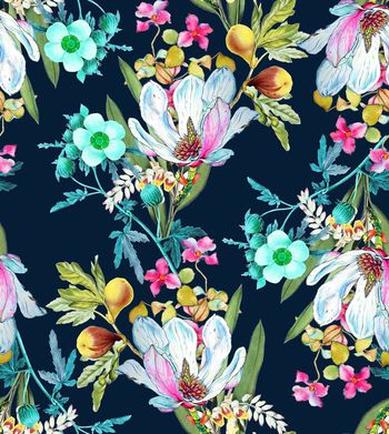 485880-流行时尚手绘彩色复古花卉印花