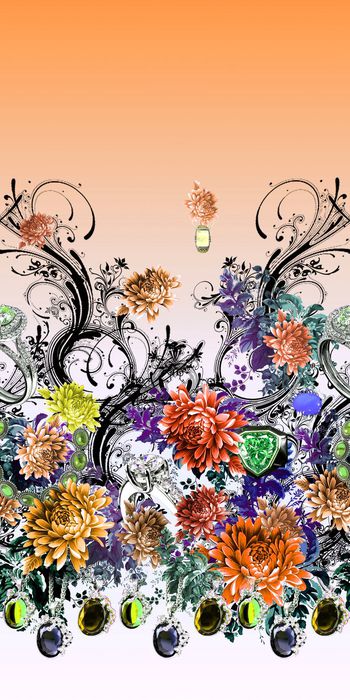 486018-传统大气花卉 、抽象元素组合