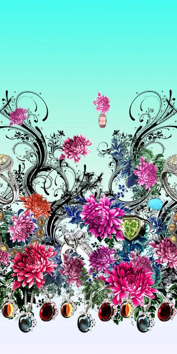 486021-传统大气花卉 、抽象元素组合