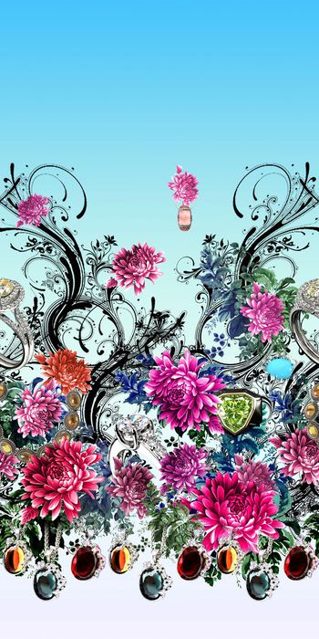 486022-传统大气花卉 、抽象元素组合