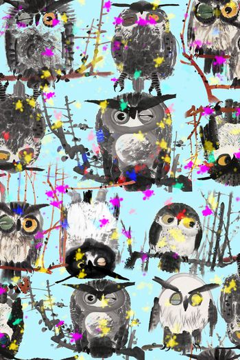 486045-休闲个性  手绘 写意 猫头鹰