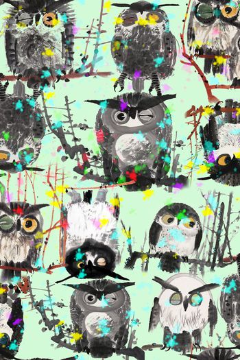 486046-休闲个性  手绘 写意 猫头鹰