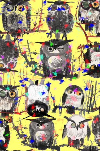 486047-休闲个性  手绘 写意 猫头鹰