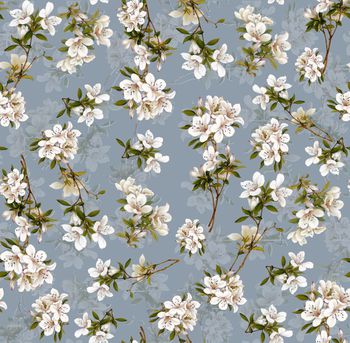 486120-	潮流时尚手绘花卉清爽优雅印花