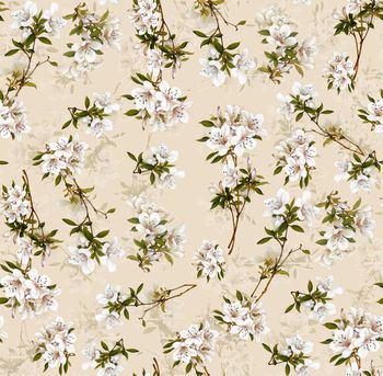 486121-	潮流时尚手绘花卉清爽优雅印花