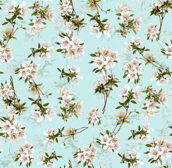 486122-	潮流时尚手绘花卉清爽优雅印花