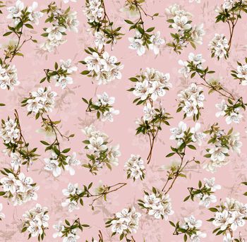 486123-	潮流时尚手绘花卉清爽优雅印花