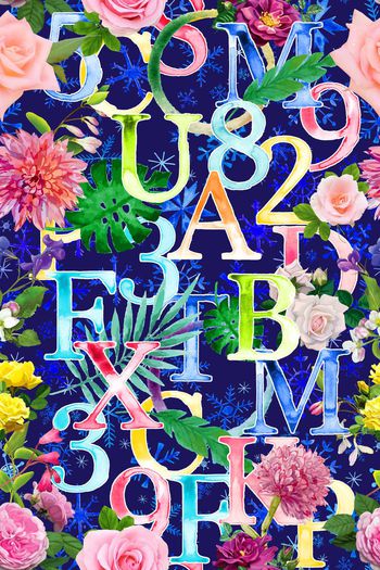 486231-雪花字母花卉组合