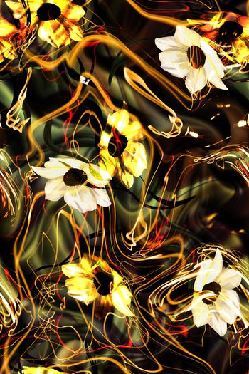 486267-流动光线褶皱手绘花卉