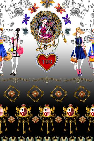 黑白花纹印花华亿平台图片