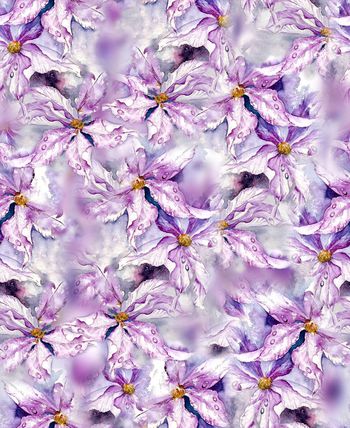 486417-手绘水彩花卉紫色满花循环花浅色底小