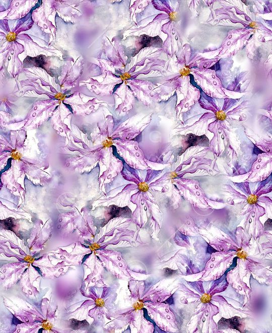 手绘水彩花卉印花华亿平台图片